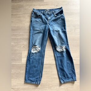 Levi's Blue Distressed Women's Low Pro Straight Jeans